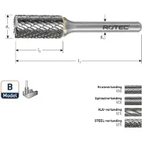 Rotec HM-Stiftfrees, model B - Z6 / Kruisvertand / ø12,7x25x70xø6mm - 4311301