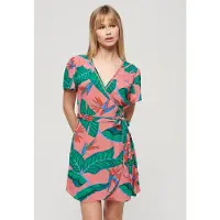 Superdry Mini-wikkeljurk met Print Roze Grootte: 34