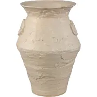 Ptmd Leandra Beige Round Ceramic Jar Rough Structure L (Beige, 26.5x37.5x26.5cm)