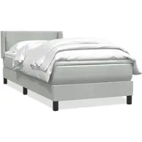 vidaXL Boxspring met matras fluweel lichtgrijs 90x220 cm