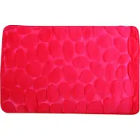 MSV Badkamerkleedje/badmat tapijt - kiezel motief - vloermat - rood - 50 x 80 cm - laagpolig - Badmatjes