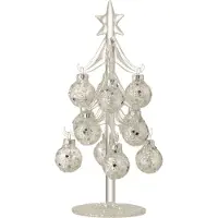 J-Line Boom met ballen sterretjes glas zilver small