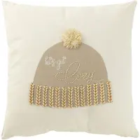 J-Line kussen muts let's get cozy katoen /beige 45x45x12cm