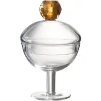 J-Line Voorraadpot diamant kristal transparant/licht oranje glas small