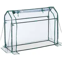 Relaxdays kweekkas - PVC-folie - 92 x 124 x 42 cm - oprolbare deur - steeksysteem - transparant