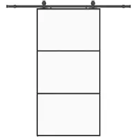 vidaXL Schuifdeur met beslag, zwart, 102x205 cm, veiligheidsglas