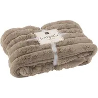 J-Line plaid large corduroy polyester taupe 180x130x2cm