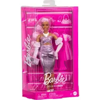 Barbie Deluxe Stijl - Glanzende midi-jurk met ruches - Barbiepop
