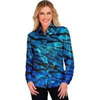 Widmann - Pailletten Blouse Avatar Blue Water Vrouw - Blauw - Small / Medium - Carnavalskleding - Verkleedkleding