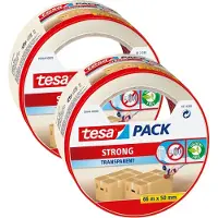 TESA verpakkingstape - 2x - transparant - 66 m x 50 mm - tape rol - verpakkingsbenodigdheden - Verpakkingstape/inpaktape - Dozen afsluittape