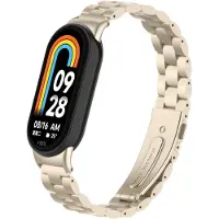 Strap-it stalen schakel bandje met vlindersluiting - Geschikt voor Xiaomi Mi Smart Band 8 / Band 9 (sterrenlicht)