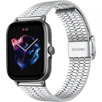 Strap-it Luxe roestvrij stalen smartwatch band - geschikt voor Xiaomi Amazfit GTS 1-2-3-4 - Mini / Bip / Bip S / Bip Lite / Bip U Pro / Amazfit GTR 42mm - zilver
