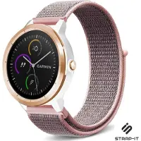 Strap-it Smartwatch bandje nylon - geschikt voor Garmin Vivoactive 4 45mm / Garmin Venu 2 - roze