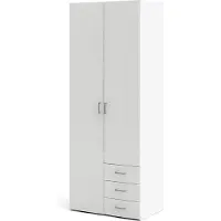 Ebuy24 Space kledingkast 201x78x50cm, 2 deuren, 3 lades wit.