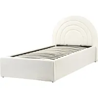 Beliani ANET - Bed met opbergruimte - Gebroken wit - 90 x 200 cm - Bouclé