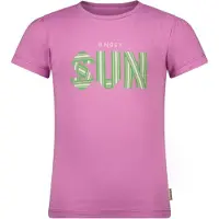 B.NOSY T-shirt paars Meisjes Katoen Ronde hals Tekst - maat 122/128