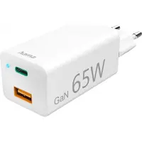Hama snellader USB-C 65W, USB-C PD, USB-A QC, wit - 201643