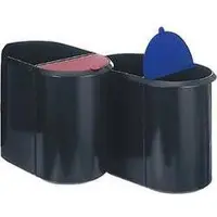 Helit Duo System - Papierkorb - 29 L - Mülltrennung H6103993 Prullenbak 29 l Kunststof Zwart, Blauw 1 stuk(s)