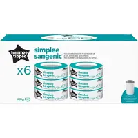 Tommee tippee Simplee Sangenic navulcassette Set van 6 navulcassettes, alleen geschikt voor de Simplee Sangenic luieremmers, geurbestrijding en antibacteriële werking, 100% gerecycled frame