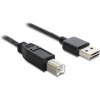 DeLOCK Easy-USB-A naar USB-B kabel - USB2.0 - tot 2A / zwart - 5 meter