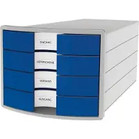 HAN Ladebox Impuls 2.0, 4 schuifladen, A4-formaat, stapelbaar, gesloten, grijs/blauw