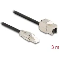 DeLOCK Kabel, RJ45-connector, geschikt voor veldmontage, naar Keystone-module, RJ45-connector, Cat.6A, 3 meter, 3 meter, Cat6a, S/FTP (S-STP), RJ-45, RJ-45, zwart, zilver