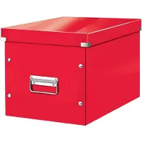 Leitz Wow Click & Store Kubus Grote Opbergdoos - 80% Gerecycled Karton - 32 x 31 x 36 cm (BxHxD) - Rood