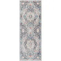 Livabliss - SELMA - Stijlvol vintage tapijt - Blauw/beige - Geschikt voor buiten