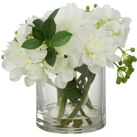 J-Line 22404 Dahlia Hydrang Kunstplant Wit - 21 cm