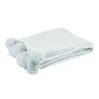 J-Line Plaid pompom polyester lichtblauw