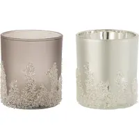 J-Line T-lichthouder suiker frosted grijs/zilver large assortiment van 2