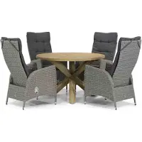 Garden Collections Lincoln/Sand City 120 cm rond dining tuinset 5-delig