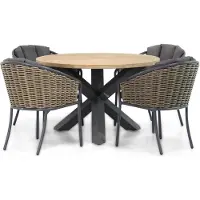 Santika Furniture Santika Tika/Rockville 120 cm rond dining tuinset 5-delig