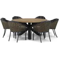 Santika Furniture Santika Tika/Rockville 160 cm dining tuinset 7-delig