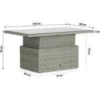 Garden Collections Hamilton loungetafel verstelbaar new grey