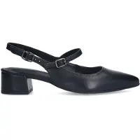 No Stress Zwarte leren slingbacks | Maat 39