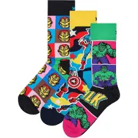 Happy socks Sokken 'Marvel Avengers' blauw / geel / groen / lila / pink / zwart