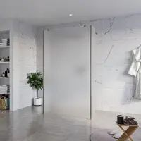 FortiFura Galeria Vrijstaande Inloopdouche - 120x200cm - glas mat - antikalk - 8mm veiligheidsglas - 2 zijwanden 30cm - wandsteunen en hoekprofielen - PVD - geborsteld gunmetal (antraciet) SW927771