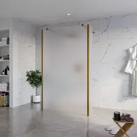 FortiFura Galeria Vrijstaande Inloopdouche - 120x200cm - Glas mat - antikalk - 8mm veiligheidsglas - 2 zijwanden 40cm - wandsteunen en hoekprofielen - Geborsteld koper PVD (Koper) SW927772