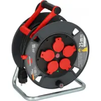 Brennenstuhl Professional kabelhaspel 300 KU 2100 (25m kabel in zwart, gemaakt van speciale kunststof, voor gebruik op bouwplaatsen en permanent buitengebruik, Made in Germany)
