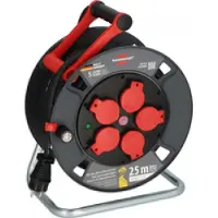 Brennenstuhl Professional kabelhaspel 300 KU 2200 (25m kabel in zwart, gemaakt van speciale kunststof, voor gebruik op bouwplaatsen en permanent buitengebruik, Made in Germany)