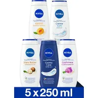 Nivea Douchecrème Mix Set - 5 Unieke Geuren - Body Wash - 5 x 250 ml - Mixpack Voordeelverpakking