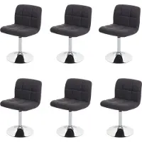 MCW Set van 6 eetkamerstoel Kavala, keukenstoel stoel, stof/textiel chroom draaibaar MVG-gecertificeerd ~ donkergrijs