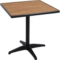 Mendler Tuintafel -J95, balkontafel bistrotafel, gastronomie outdoor coating aluminium hout look ~ zwart, teak bruin