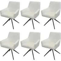 MCW Set van 6 eetkamerstoelen -L91, keukenstoel armleuning draaibaar auto positie stof MVG ~ crème-beige