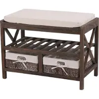 MCW Schoenenrek -C48, zitbank schoenenrek, shabby look vintage 45x65x34cm ~ bruin