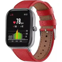 Strap-it Smartwatch bandje leer - geschikt voor Xiaomi Amazfit GTS 1-2-3-4 - Mini / Bip / Bip S / Bip Lite / Bip U Pro / Amazfit GTR 42mm - rood