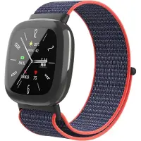 Strap-it Smartwatch bandje nylon met klittenband - Geschikt voor Fitbit Versa 4 / Fitbit Sense 2 - bright powder