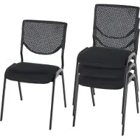 MCW Set van 4 bezoekersstoelen T401, stapelbare conferentiestoel, stof/textiel ~ zitting zwart, poten zwart