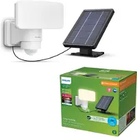 Philips Tylus beveiligingslamp - UltraEfficient LED - Solar buitenlamp - Helder warm licht; 3000K - Wit - Bewegingssensor - Schemersensor - Zonne-energie